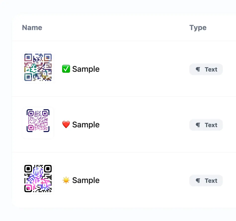 Screenshot of the app QR code system page